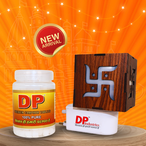 dp camphor 50g + swastik wood cutout kapoor dani (pack of 1) dp camphor 50g + swastik wood cutout kapoor dani (pack of 1)
